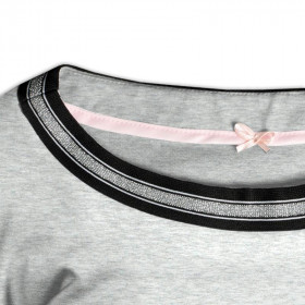 Peplum kid’s blouse with transfer rhinestones (ANGIE) - melange light grey 110-116 - sewing set