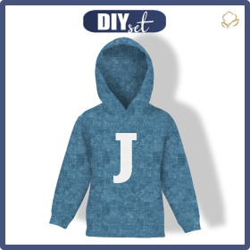 KID'S HOODIE (ALEX) - "J" / acid wash atlantic blue - sewing set