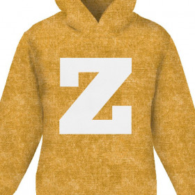 KID'S HOODIE (ALEX) - "Z" / acid wash mustard - looped knit fabric