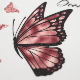 ALWAYS BEAUTIFUL (GLITTER BUTTERFLIES) / white - panoramic panel looped knit (60cm x 155cm)