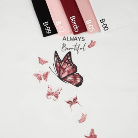 ALWAYS BEAUTIFUL (GLITTER BUTTERFLIES) / white - panoramic panel looped knit (60cm x 155cm)