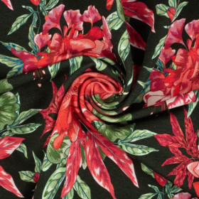 AZALEAS (RED GARDEN) - looped knit fabric