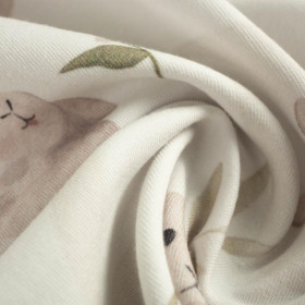 BEIGE BUNNIES (PASTEL BUNNIES) - looped knit fabric