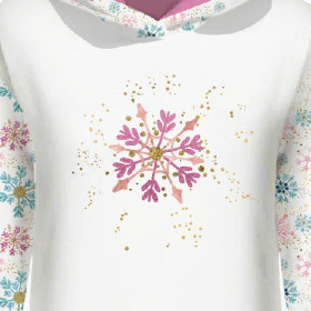 CLASSIC WOMEN’S HOODIE (POLA) - SNOWFLAKES MIX - looped knit fabric 