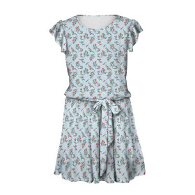 DRESS "EMMA" - PANSIES AND BUTTERFLIES / light blue - Viscose jersey with elastane