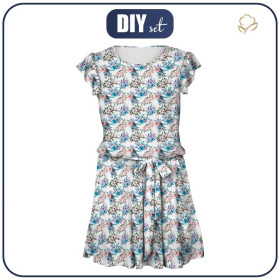 DRESS "EMMA" - FLOWER BOUQUET  pat. 9 (PUMPKIN GARDEN) - Viscose jersey with elastane