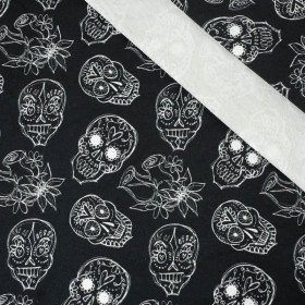 SKULLS CONTOUR / roses (DIA DE LOS MUERTOS) - looped knit fabric