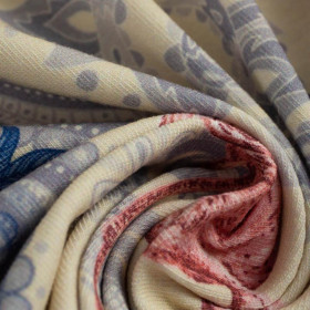 FLAMINGOS AND ROSES / beige -  single jersey with elastane 