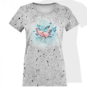 WOMEN’S T-SHIRT S - FLAMINGOS pat. 2 / concrete - single jersey