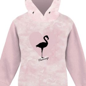 Children's tracksuit (OSLO) - FLAMINGO / CAMOUFLAGE pat. 2 (pale pink) - looped knit fabric 