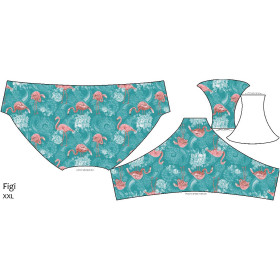 WOMEN'S PANTIES - FLAMINGOS AND ROSES / sea blue