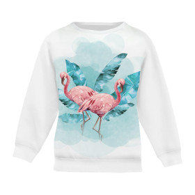 CHILDREN'S (NOE) SWEATSHIRT - FLAMINGOS pat. 2 / white - sewing set