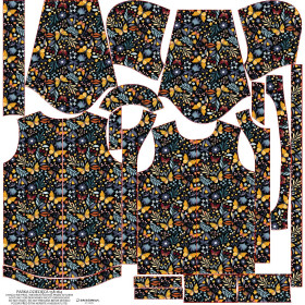 KIDS PARKA (ARIEL) - FOLK BUTTERFLIES / black - softshell