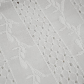 TWIGS / white - Embroidered cotton fabric