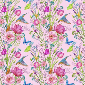 MINI KINGFISHERS AND BUTTERFLIES (KINGFISHERS IN THE MEADOW) / pink