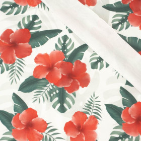 HIBISCUS Pat. 2 / red - looped knit fabric