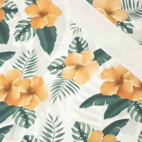 HIBISCUS Pat. 2 / yellow - single jersey with elastane 