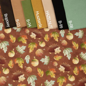 HEDGEHOGS IN LEAVES (AUTUMN GIRL) - looped knit fabric
