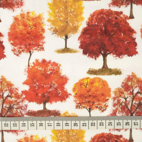 AUTUMN TREES / white (PUMPKIN GARDEN) - single jersey with elastane 