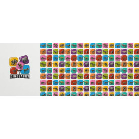 DINO TILES PAT. 2 / pink - Panoramic panel - looped knit fabric with elastane