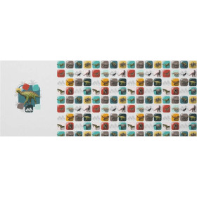 DINO TILES PAT. 6 / smaragd - SINGLE JERSEY PANORAMIC PANEL 