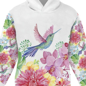 Children's tracksuit (OSLO) - HUMMINGBIRDS AND FLOWERS pat. 2 - looped knit fabric 