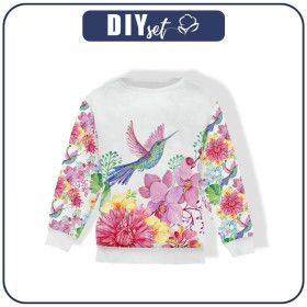 CHILDREN'S (NOE) SWEATSHIRT - HUMMINGBIRDS AND FLOWERS pat. 2 - sewing set