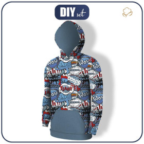 MEN’S HOODIE (COLORADO) - COMICS (blue - red) - sewing set 