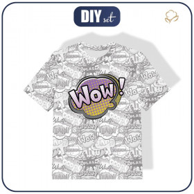 KID’S T-SHIRT - COMIC BOOK / wow (purple - red) - single jersey