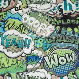 COMIC BOOK (green - blue) - Quilted nylon fabric 