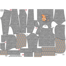 Children's tracksuit (OSLO) - CATS / meow (CATS WORLD ) / ACID WASH GREY - looped knit fabric 