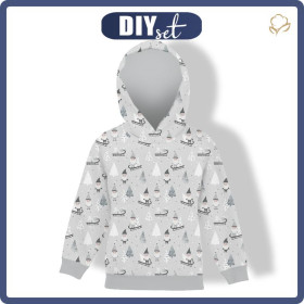 KID'S HOODIE (ALEX) - SLEDDING DWARFS (FOREST DWARFS) / GREY - sewing set