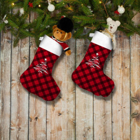 Christmas Stocking Set - VICHY GRID BLACK / red