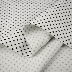 BLACK DOTS / white - viscose woven fabric