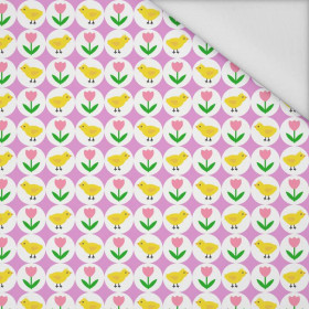 CHICKS AND TULIPS / purple - Waterproof woven fabric