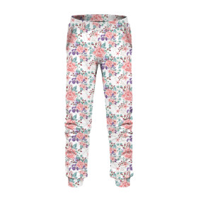 CHILDREN'S JOGGERS (LYON) - WILD ROSE FLOWERS PAT. 1 (BLOOMING MEADOW) - looped knit fabric