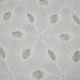 FLOWERS / white - Embroidered cotton fabric