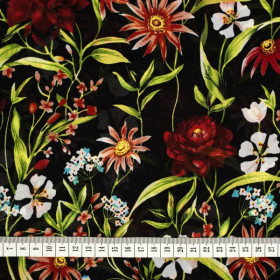 FLOWERS ON THE MEADOW pat. 3 / black - Chiffon