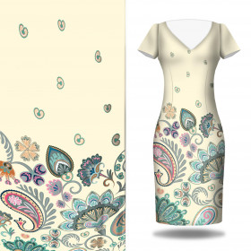 FLOWERS (pattern no. 1) / ecru - dress panel Satin