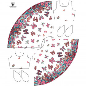 DRESS "ISABELLE" - BUTTERFLIES (pat. 1 pink) / white - sewing set