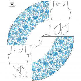DRESS "ISABELLE" - FLOWERS (pattern no. 2 light blue) / white - sewing set