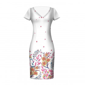 FLOWERS (pattern no. 7) / white - dress panel Linen 100%