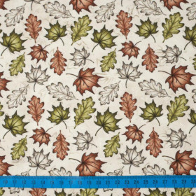 FOREST LEAVES pat. 1 / beige - looped knit fabric