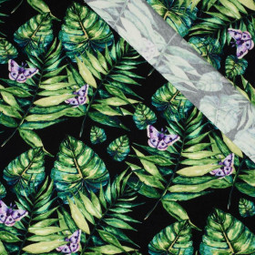 MINI LEAVES AND INSECTS PAT. 4 (TROPICAL NATURE) / black - single jersey 
