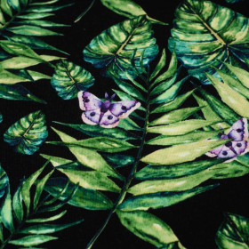 MINI LEAVES AND INSECTS PAT. 4 (TROPICAL NATURE) / black - single jersey 