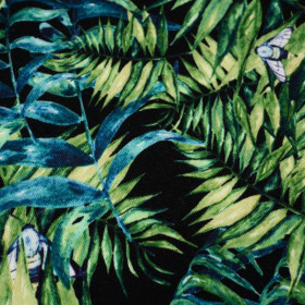 MINI LEAVES AND INSECTS PAT. 6 (TROPICAL NATURE) / black - single jersey 