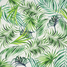 PALM LEAVES pat. 4 / white - single jersey with elastane 