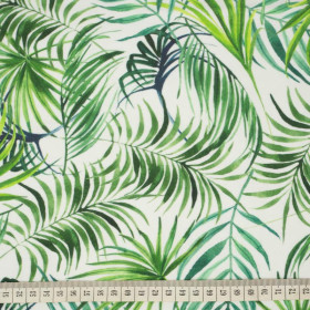 PALM LEAVES pat. 4 / white - single jersey with elastane 