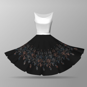 LEAVES PAT. 3 / BLACK -  big circle skirt panel 