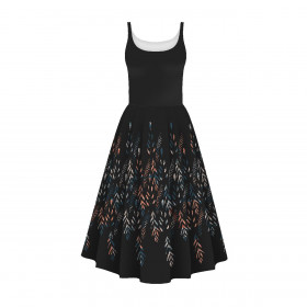 DRESS "ISABELLE" - LEAVES PAT. 3 / BLACK - sewing set